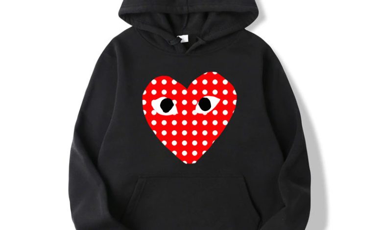 CDG White Dotted Heart Hoodie