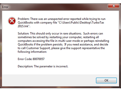 QuickBooks Error 80070057